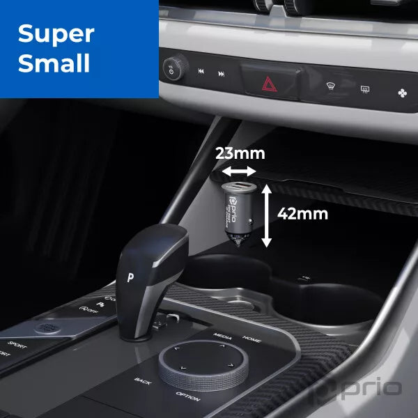 Prio 45W KFZ-Schnellladegerät USB-C & USB-A – PD 3.0, Silber