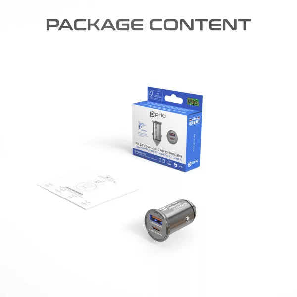 Prio 45W KFZ-Schnellladegerät USB-C & USB-A – PD 3.0, Silber