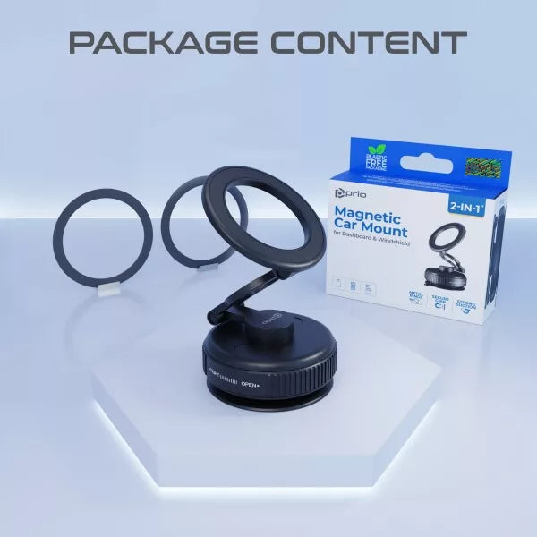 Prio Magnetische Auto-Handyhalterung – Windschutzscheibe & Armaturenbrett