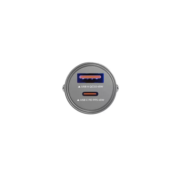 Prio 45W KFZ-Schnellladegerät USB-C & USB-A – PD 3.0, Silber