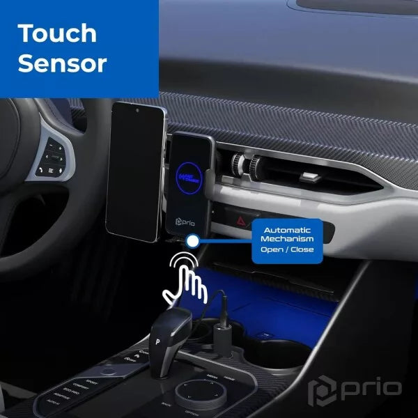 Prio Kabellose KFZ-Handyhalterung mit 15W Schnellladung (USB-C) – Schwarz
