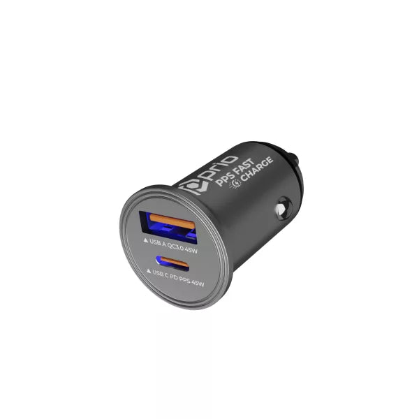 Prio 45W KFZ-Schnellladegerät USB-C & USB-A – PD 3.0, Silber