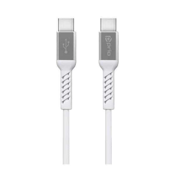 Prio USB-C auf USB-C Kabel 100W (5A) – 1,2 m Fast Charge & Sync | Power Delivery | Weiß