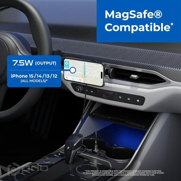 Prio Wireless Car Charger Mag 15W – Magnetische KFZ-Halterung mit kabellosem Laden