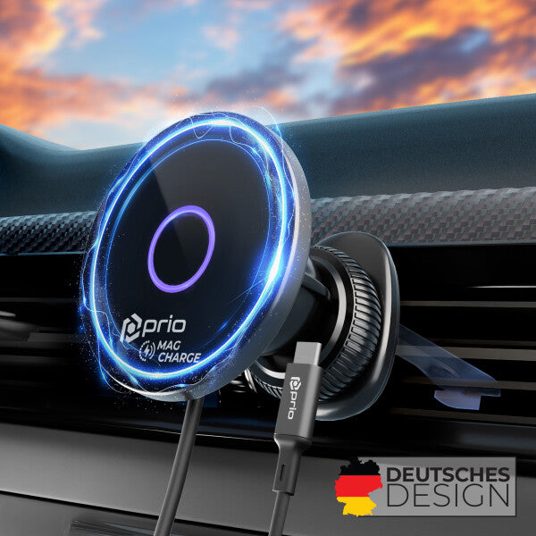 Prio Wireless Car Charger Mag 15W – Magnetische KFZ-Halterung mit kabellosem Laden